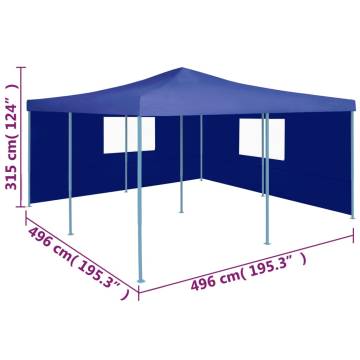 Folding Gazebo with 2 Sidewalls 5x5 m Blue