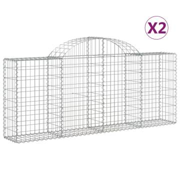 Arched Gabion Baskets 2 pcs 200x30x80/100 cm Galvanised Iron