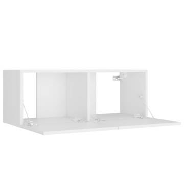 5 Piece TV Cabinet Set White Engineered Wood