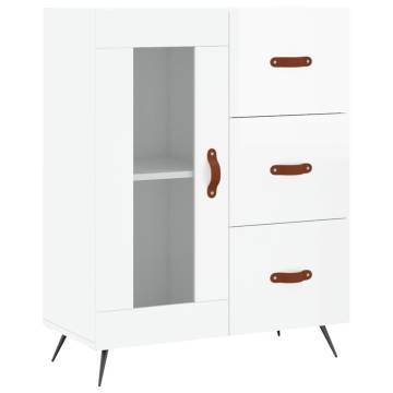 Highboard High Gloss White 69.5x34x180 cm Engineered Wood