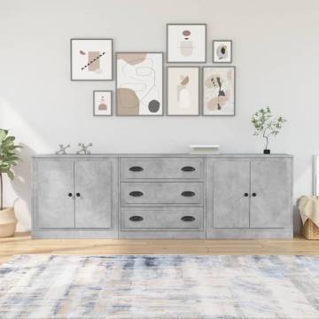 Sideboards 3 pcs Concrete Grey Engineered Wood