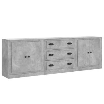 Sideboards 3 pcs Concrete Grey Engineered Wood