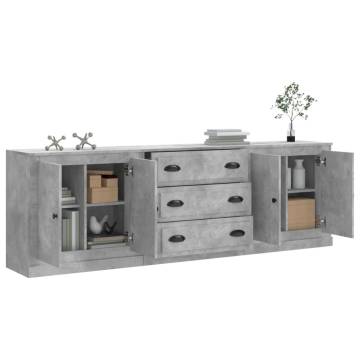 Sideboards 3 pcs Concrete Grey Engineered Wood