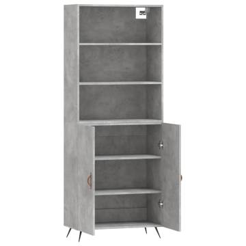 Highboard Concrete Grey 69.5x34x180 cm Engineered Wood