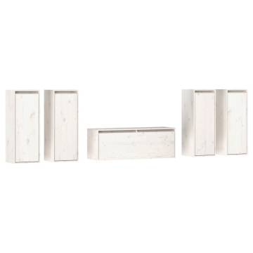 TV Cabinets 5 pcs White Solid Wood Pine