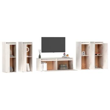 TV Cabinets 5 pcs White Solid Wood Pine