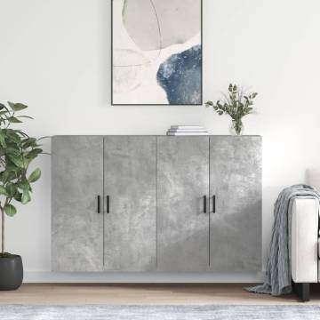 Wall Mounted Cabinets 2 pcs Concrete Grey 69.5x34x90 cm