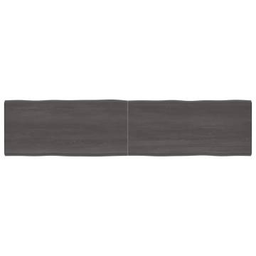 Table Top Dark Brown 220x50x(2-6) cm Treated Solid Wood Live Edge