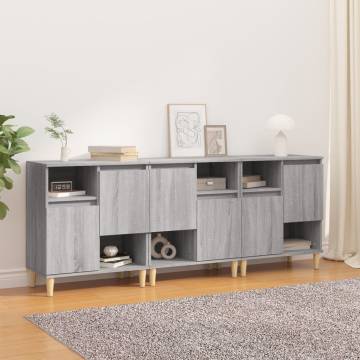 Sideboards 3 pcs Grey Sonoma 60x35x70 cm Engineered Wood