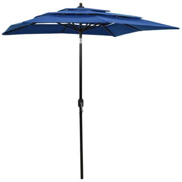 3-Tier Parasol with Aluminium Pole Azure Blue 2x2 m