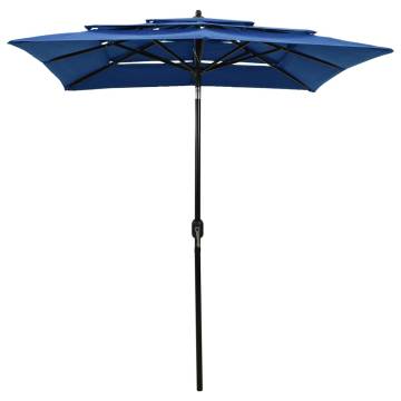 3-Tier Parasol with Aluminium Pole Azure Blue 2x2 m