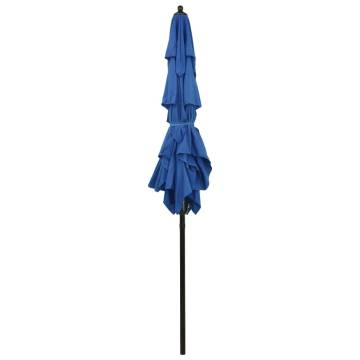 3-Tier Parasol with Aluminium Pole Azure Blue 2x2 m