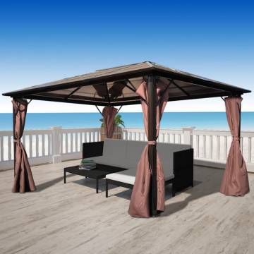 Gazebo with Curtain Brown Aluminium 400 x 300 cm