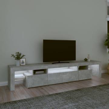 TV Cabinet with LED Lights Concrete Grey 215x36.5x40 cm