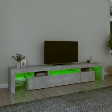 TV Cabinet with LED Lights Concrete Grey 215x36.5x40 cm