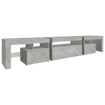 TV Cabinet with LED Lights Concrete Grey 215x36.5x40 cm