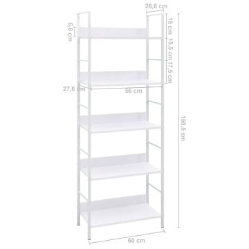 5-Layer Book Shelf White 60x27.6x158.5 cm Engineered Wood