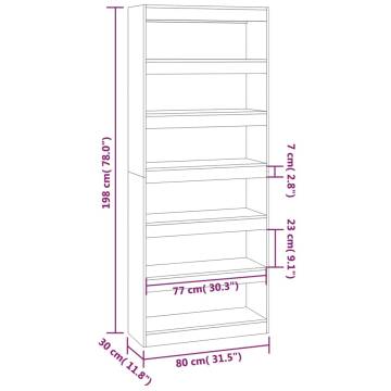 Book Cabinet/Room Divider Brown Oak 80x30x198 cm Engineered Wood