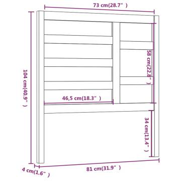 Bed Headboard White 81x4x104 cm Solid Wood Pine