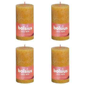 Bolsius Rustic Pillar Candles Shine 4 pcs 130x68 mm Honeycomb Yellow