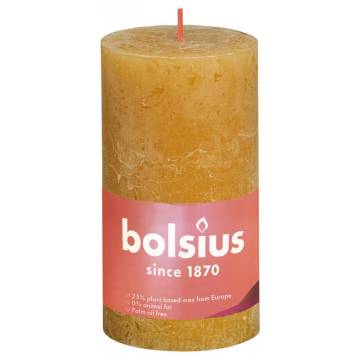 Bolsius Rustic Pillar Candles Shine 4 pcs 130x68 mm Honeycomb Yellow