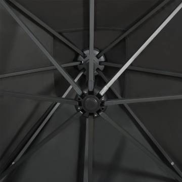 Cantilever Umbrella with Pole and LED Lights Anthracite 300 cm