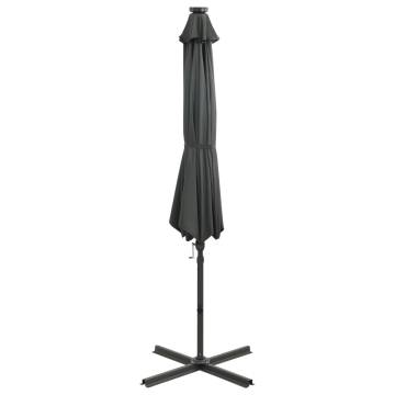 Cantilever Umbrella with Pole and LED Lights Anthracite 300 cm