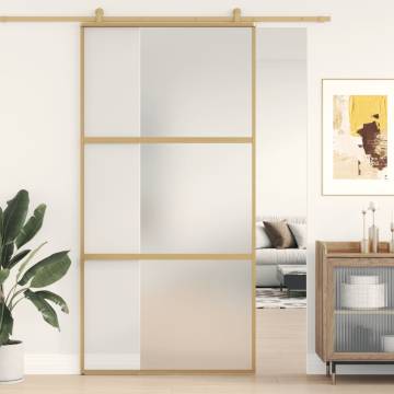 Sliding Door Gold 102.5x205 cm Frosted ESG Glass and Aluminium