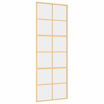 Sliding Door Gold 76x205 cm Clear ESG Glass and Aluminium