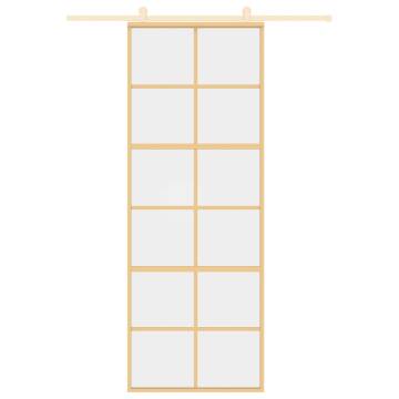 Sliding Door Gold 76x205 cm Clear ESG Glass and Aluminium