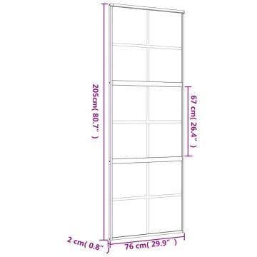 Sliding Door Gold 76x205 cm Clear ESG Glass and Aluminium