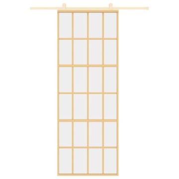 Sliding Door Gold 76x205 cm Clear ESG Glass and Aluminium