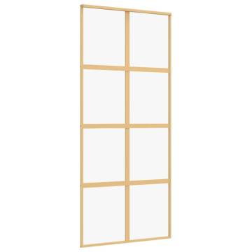 Sliding Door Gold 90x205 cm Clear ESG Glass and Aluminium