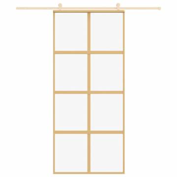 Sliding Door Gold 90x205 cm Clear ESG Glass and Aluminium