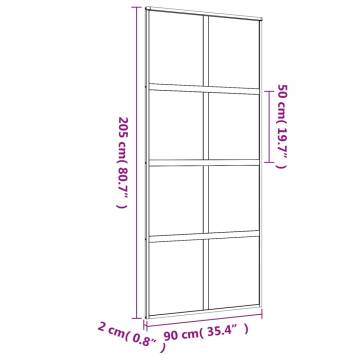 Sliding Door Gold 90x205 cm Clear ESG Glass and Aluminium