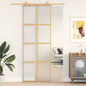 Sliding Door Gold 76x205 cm Frosted ESG Glass and Aluminium