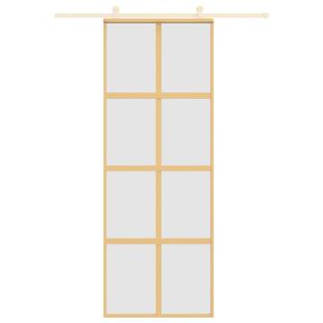 Sliding Door Gold 76x205 cm Frosted ESG Glass and Aluminium