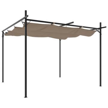 Pergola with Retractable Roof Taupe 295x292x230 cm