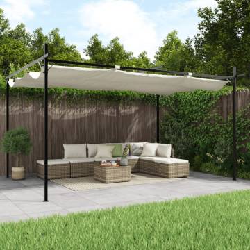 Pergola with Retractable Roof Cream 395x292x230 cm