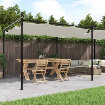 Pergola with Retractable Roof Cream 589x292x230 cm