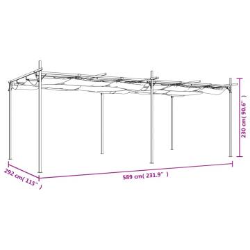 Pergola with Retractable Roof Cream 589x292x230 cm