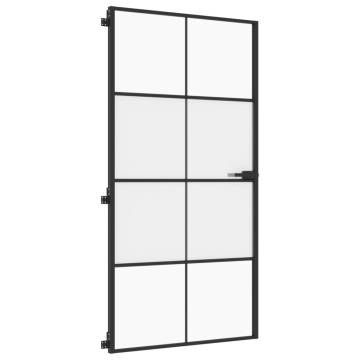 Interior Door Slim Black 102.5x201.5 cm Tempered Glass and Aluminium