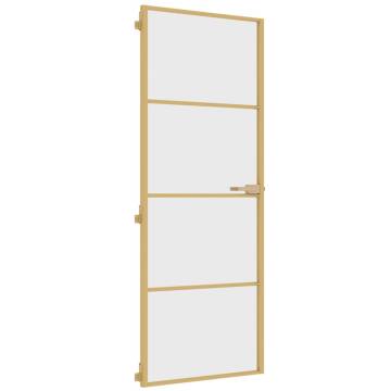 Interior Door Slim Golden 76x201.5 cm Tempered Glass and Aluminium