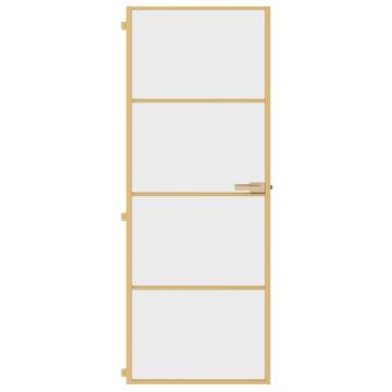 Interior Door Slim Golden 76x201.5 cm Tempered Glass and Aluminium