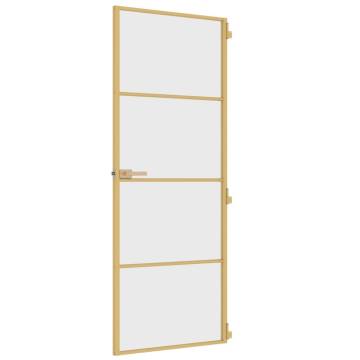 Interior Door Slim Golden 76x201.5 cm Tempered Glass and Aluminium