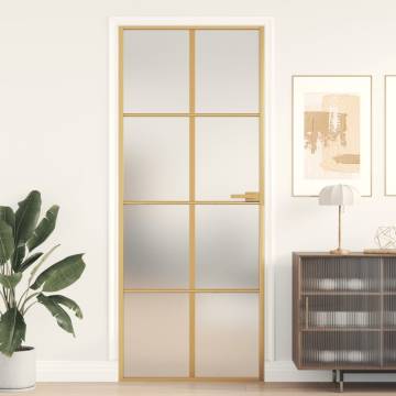 Interior Door Slim Golden 83x201.5 cm Tempered Glass and Aluminium