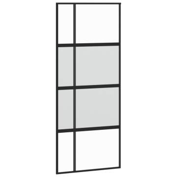 Sliding Door Black 90x205 cm Tempered Glass and Aluminium