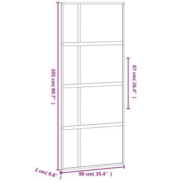 Sliding Door Black 90x205 cm Tempered Glass and Aluminium