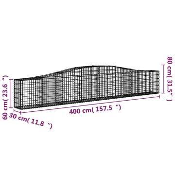 Arched Gabion Baskets 10 pcs 400x30x60/80 cm Galvanised Iron