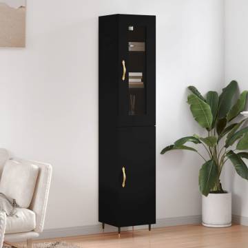 Highboard Black 34.5x34x180 cm Engineered Wood